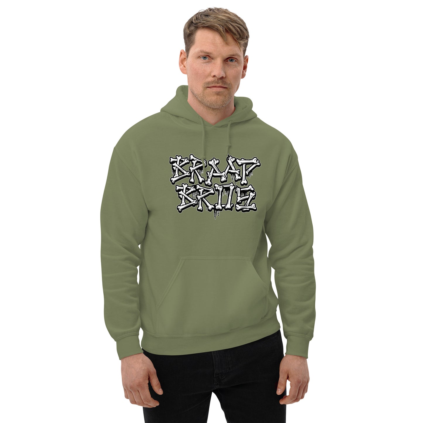 Braap Bros. 'Bones' – Military Green Hoodie