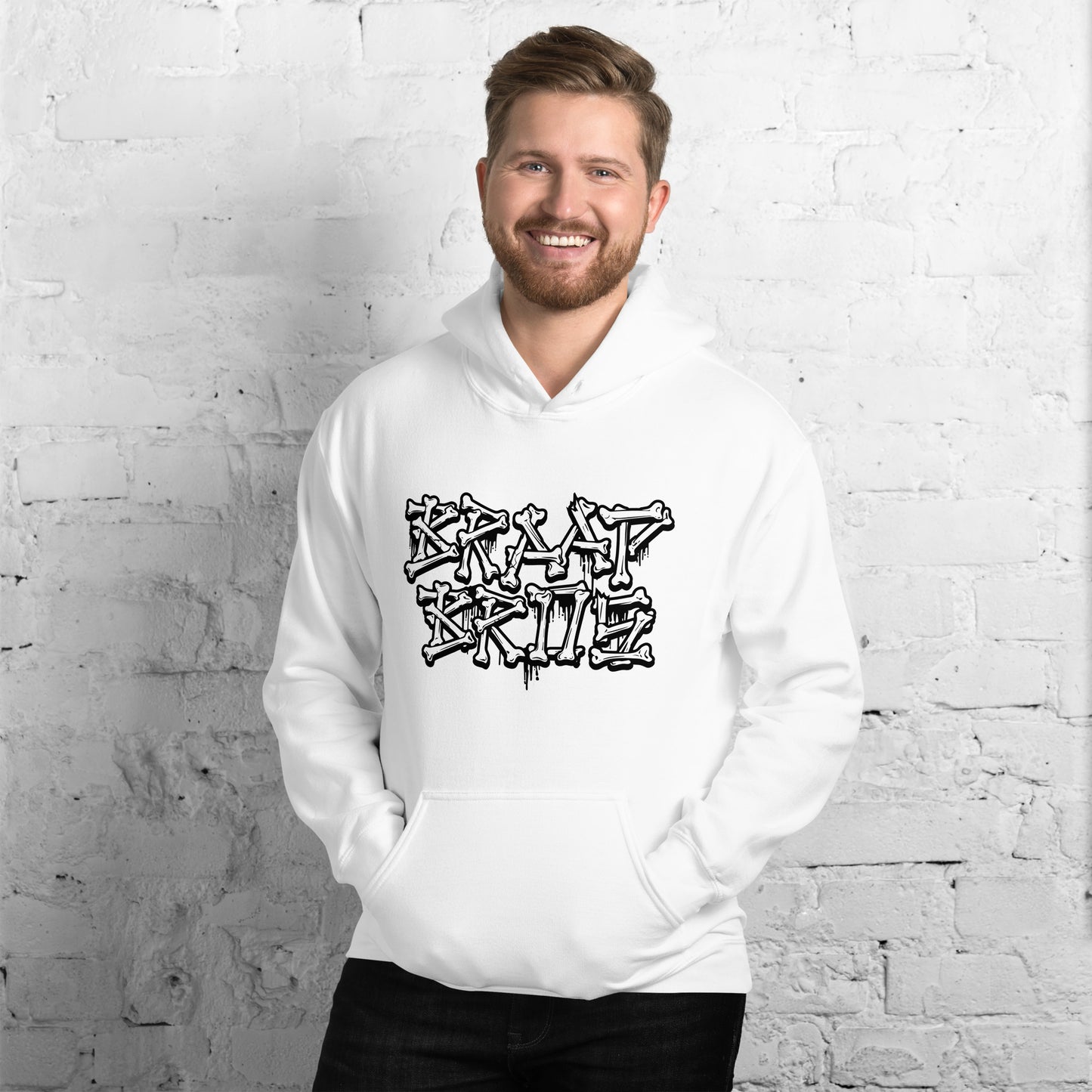 Braap Bros. 'Bones' – White Hoodie