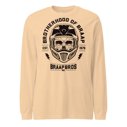 Skull and Helmet design on sand dune long sleeve shirt.