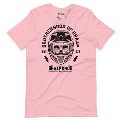 Skull and helmet design on pink t-shirt